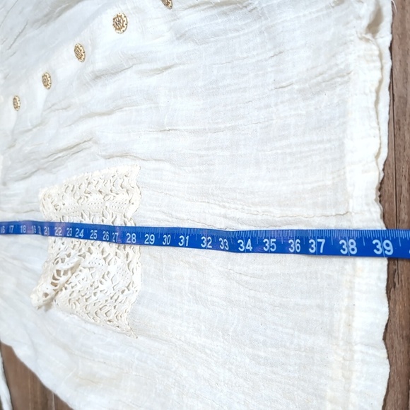 Vintage Mayvens of California Gauze Cotton Ivory Tunic Button Down Dress Size 16 - Picture 15 of 15